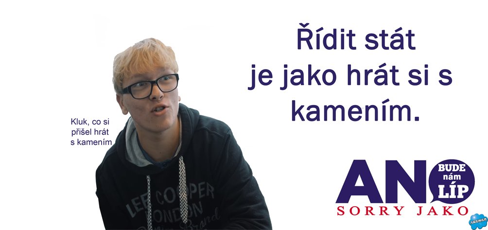 ArtmenCZ's tweet photo. Máme volební slogan pro kluka, co si přišel hrát s kamením. Není zač. #anosefe #klukcosipriselhratskamenim #ANOsefe #anovudce #babis https://t.co/BqmKNwJGGl