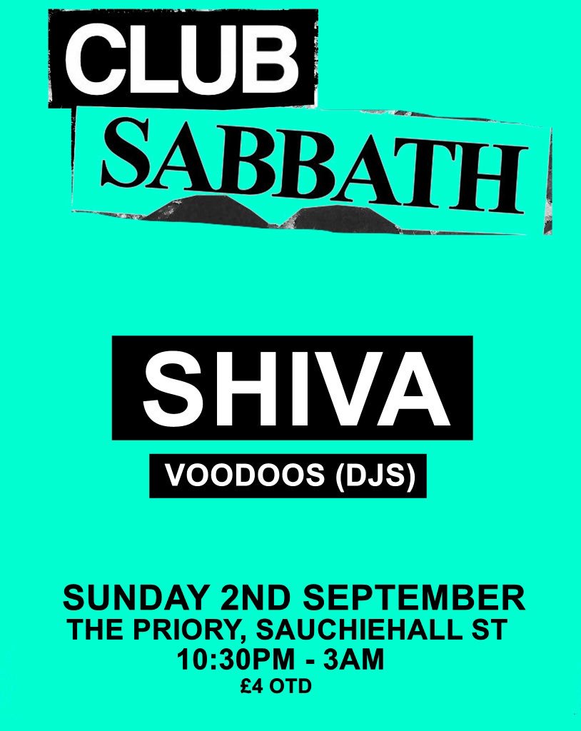 TONIGHT!!! <a href="/SHIVATHEBAND/">SHIVA</a> are playing live &amp; <a href="/voodo0s/">VOODOOS</a> will be joining us on the decks after they support <a href="/TheWytches/">The Wytches</a> ⚡️⚡️⚡️