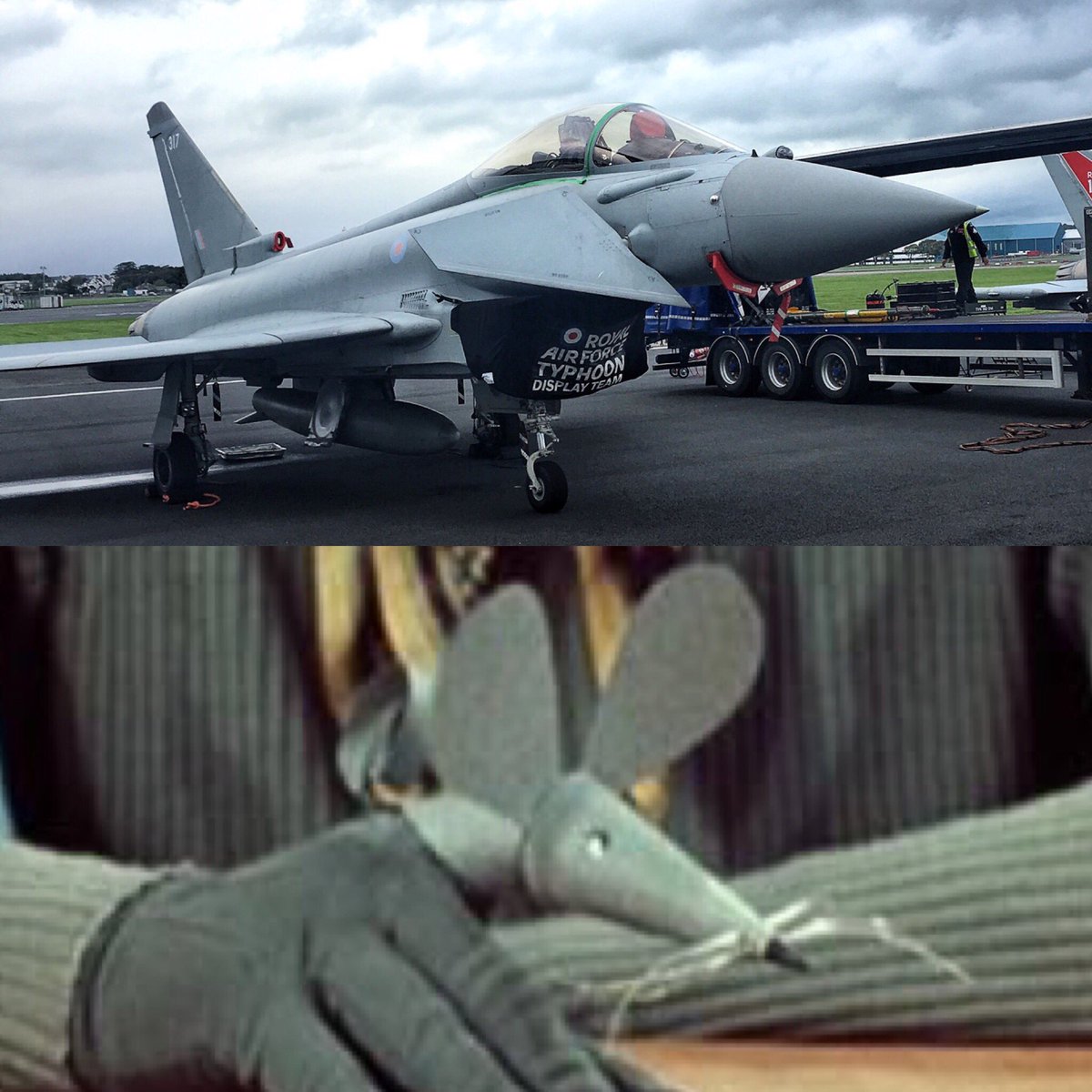 Childhood memories were sparked as we walked past <a href="/TyphoonDisplay/">Typhoon Display Pilot</a> at Prestwick earlier. I KNEW I’d seen it before somewhere! #fingermouse #childhood