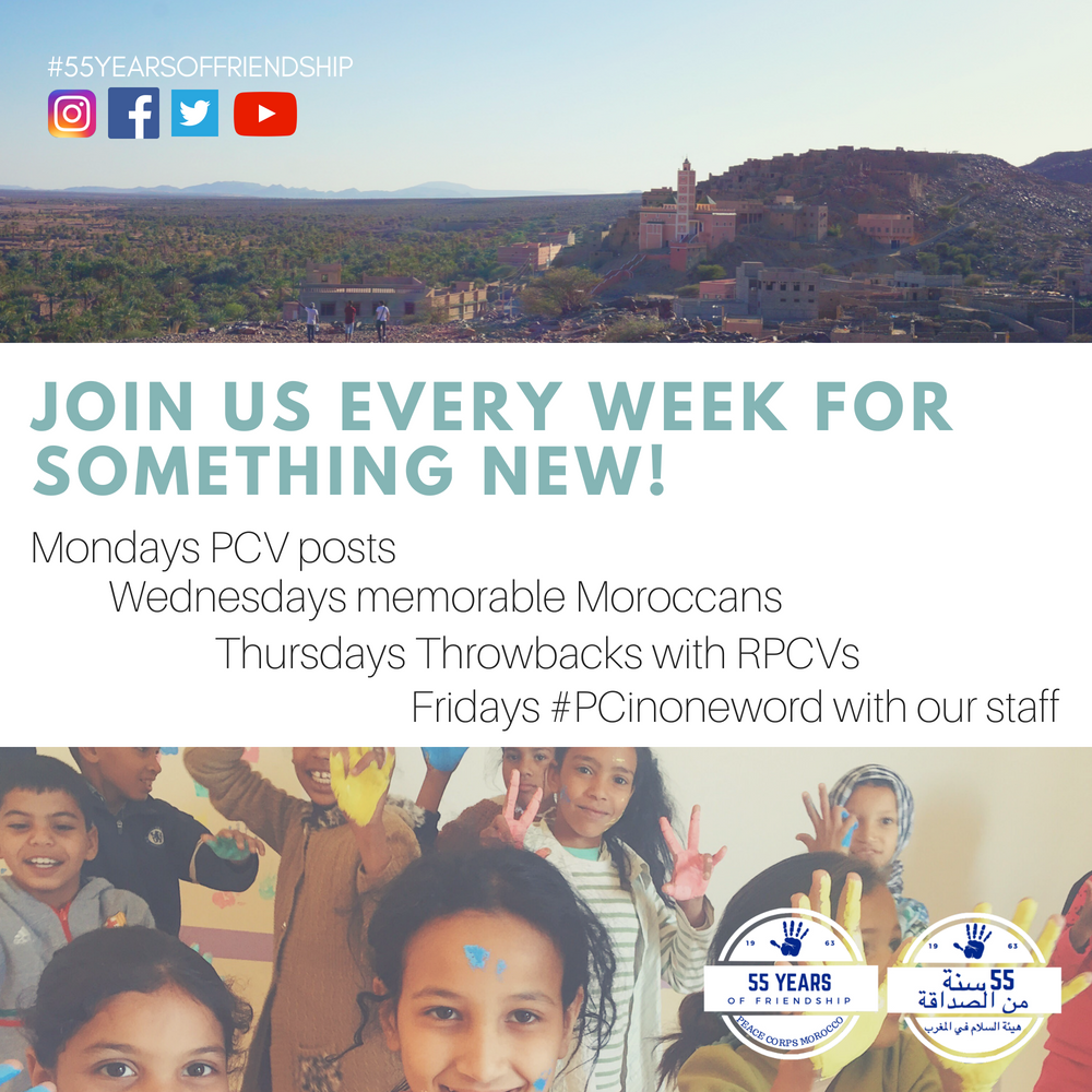 peacecorpsma's tweet photo. You may have noticed we’re celebrating #55YearsofFriendship. Tune in each week for updates on #PCMorocco and continuing our legacy! https://t.co/Kl0u4d64x3