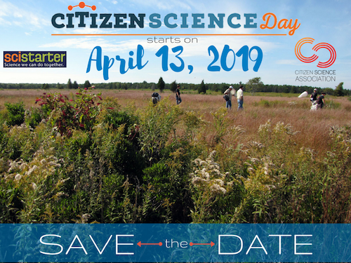 SciStarter's tweet photo. Save the Date: Citizen Science Day returns April 13, 2019! 🌎https://t.co/Xpnyg0gGGI #citizenscience #global #CitSciDay2019 https://t.co/qMAndLiWoh