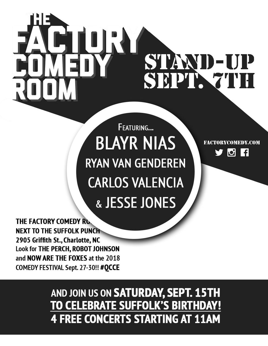 ndyGrosso's tweet photo. 4 of #Charlotte’s best Stand-up Comics Friday, Sept. 7th at 9pm!
—> https://t.co/pGGjxgKETy

@FactoryCLT @SuffolkPunchClt #CharlotteNC #QueenCity #Clt #SouthEndClt #UptownClt #CltLightrail #CharlotteEvents #CltEvents #CltBeer #CltBars #CltResaurants #HydeBrewing https://t.co/wihtlIKJRm