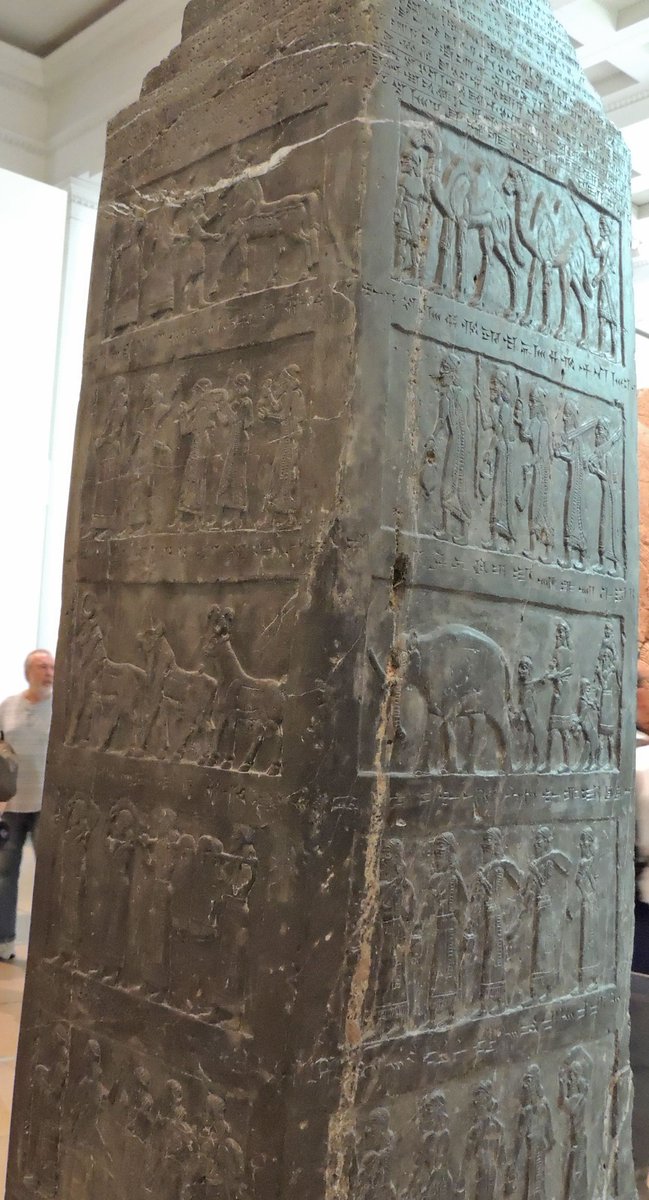 Iraqesque's tweet photo. The black obelisk
Assyrian limestone sculpture with 20 scenes (5 on each side) in bas-relief and inscriptions.
Commemorates the deeds of King Shalmaneser III, reigned 858–824 BC.
Significantly depicts the conquer of the biblical King of Israel, Jehu.
British Museum
#IRAQesque https://t.co/TCsyzetn8E