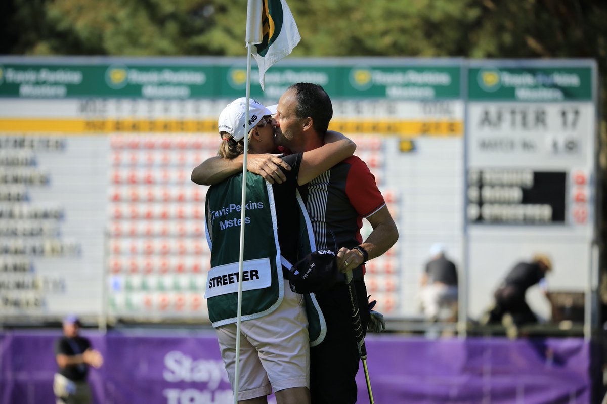 euLegendsTour's tweet photo. That winning feeling 😍 

@Paul_Streeter embraces his wife - and caddy - after sinking the winning putt at the #TPMasters https://t.co/twFXnZ1wfe