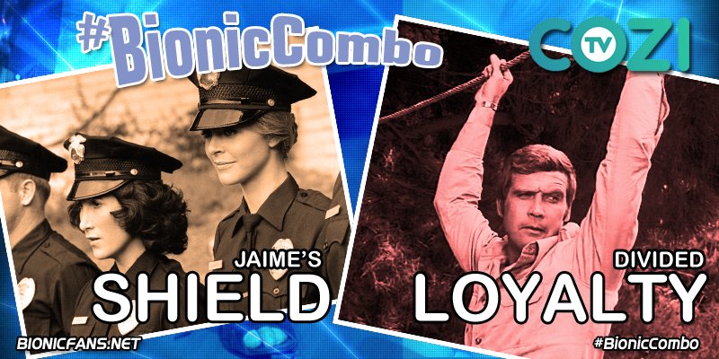 BIONICFANS's tweet photo. Today's @COZITV #BionicCombo — #TheBionicWoman enters the police academy to root out a foreign agent in "Jaime's Shield." Then #TheSixMillionDollarMan must retrieve an American defector from the Soviets in "Divided Loyalty." Check local listings! #BionicWoman #SixMillionDollarMan https://t.co/rLkwzIEJ1m