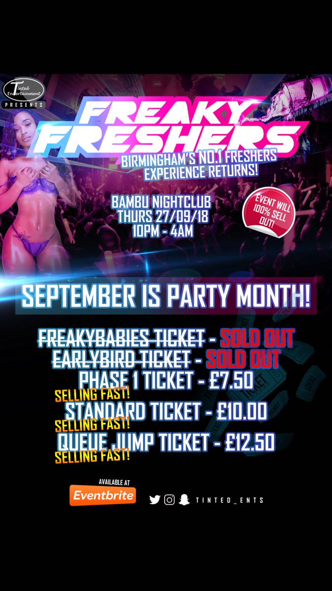 shalommjpark's tweet photo. TICKETS ARE REALLY SELLING OIT FAST! how freaky can you get ?!?! #freakyfreshers https://t.co/BN9ji2Vhsv