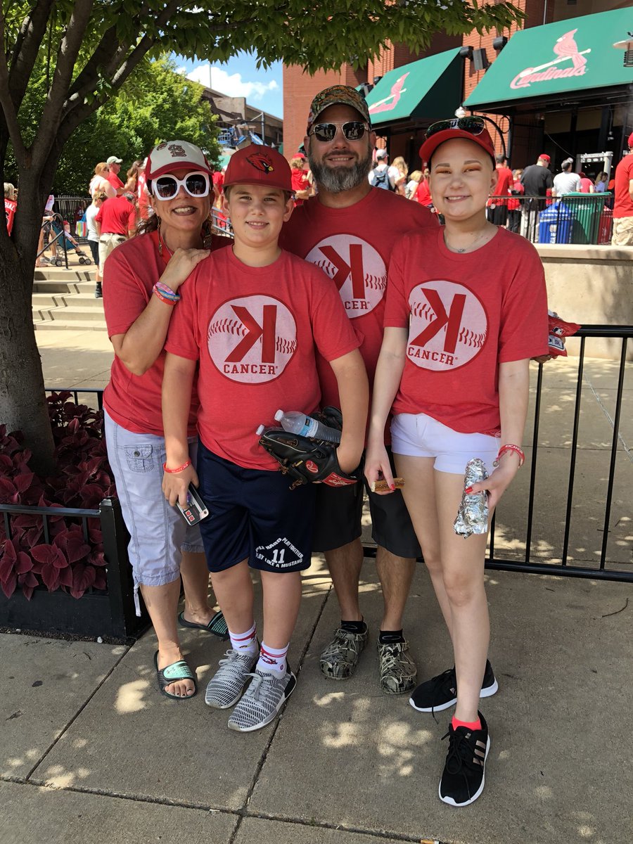 HeidornMichelle's tweet photo. Enjoying the Strike Out Cancer Cardinals game today with our Strike Out Cancer shirts courtesy of Jason Motte Foundation and tickets courtesy of St. Louis Children’s Hospital.  Thank you!  @MotteFoundation @STLChildrens https://t.co/XfBlodla0m