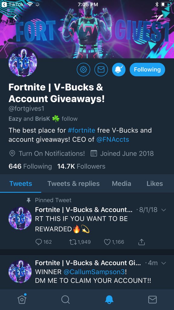 0 replies 0 retweets 0 likes - fortnite tik tok account