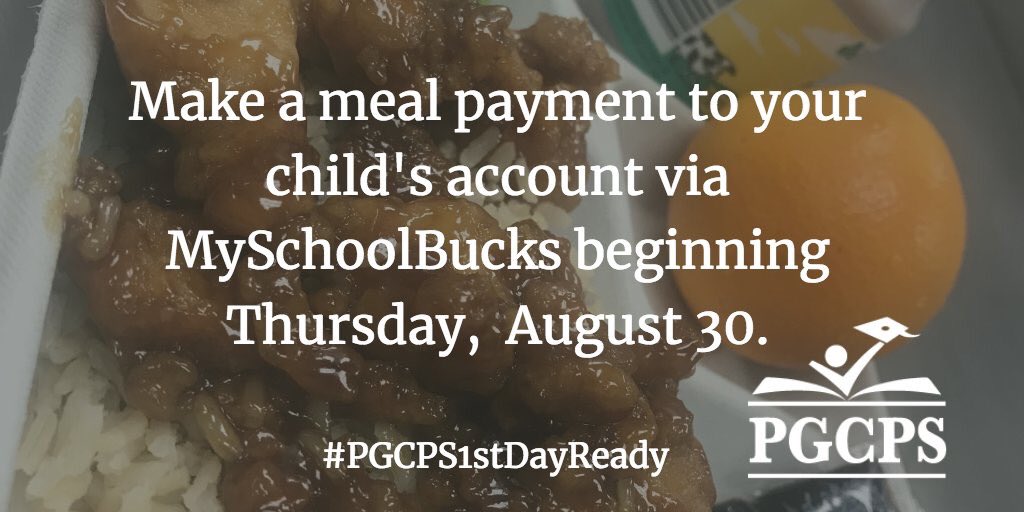 PGCPS (@pgcps) on Twitter photo Back-to-School Tip: Add funds to your child's meal account via MySchoolBucks! myschoolbucks.com #PGCPS1stDayReady #BacktoSchoolMD <a href="/PGCPSNutrition/">PGCPS Nutrition</a> Back-to-School Tip: Add funds to your child's meal account via MySchoolBucks! myschoolbucks.com #PGCPS1stDayReady #BacktoSchoolMD <a href="/PGCPSNutrition/">PGCPS Nutrition</a>