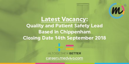 Are you committed to providing a high quality, safe and effective service? We're recruiting for a Quality and Patient Safety Lead. Find out more and apply at:  careers.medvivo.com/search-jobs-an…