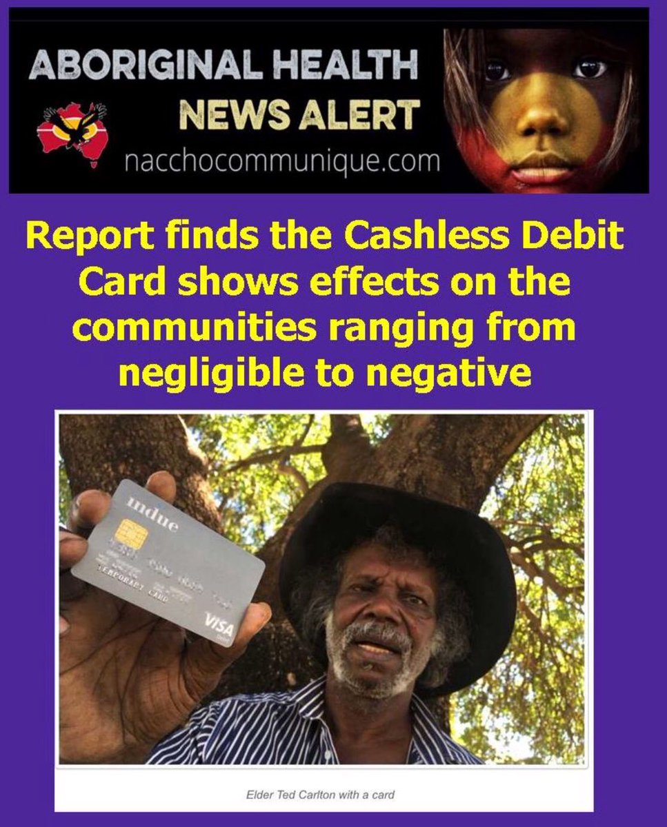 ColinCowell's tweet photo. My post today for NACCHO Aboriginal Health and Cashless Debit Card rollout  

5 specific concerns  of Twiggy Forrest's #Mindaroo Foundation Report 

Finds the Cashless Debit Card shows effects on the communities ranging from negligible to negative 👎 

https://t.co/miLZn8evuO https://t.co/zxA3sKGd7l