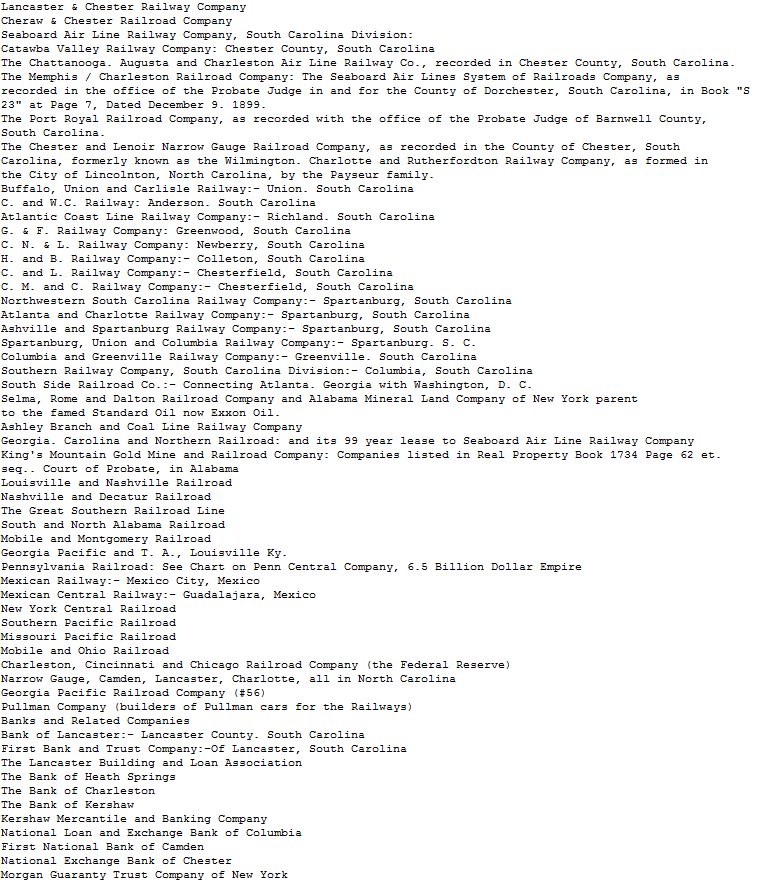 7) Here is the full list of holdings for 1/3rd of the total assets in Trust. The other 2/3rds were not revealed because there were no lawsuits and they were each separate trusts... Here are some screenshots of the holdings...