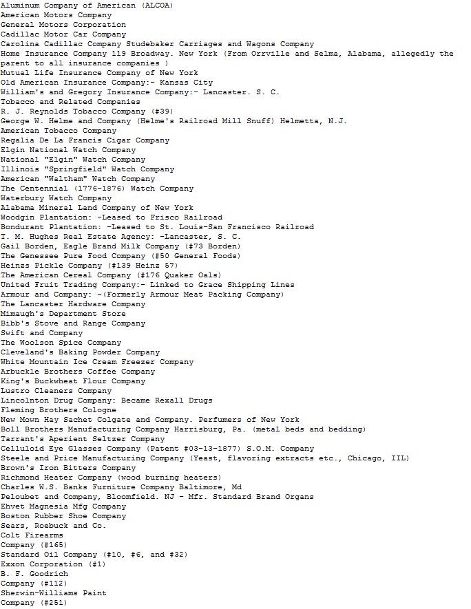 7) Here is the full list of holdings for 1/3rd of the total assets in Trust. The other 2/3rds were not revealed because there were no lawsuits and they were each separate trusts... Here are some screenshots of the holdings...