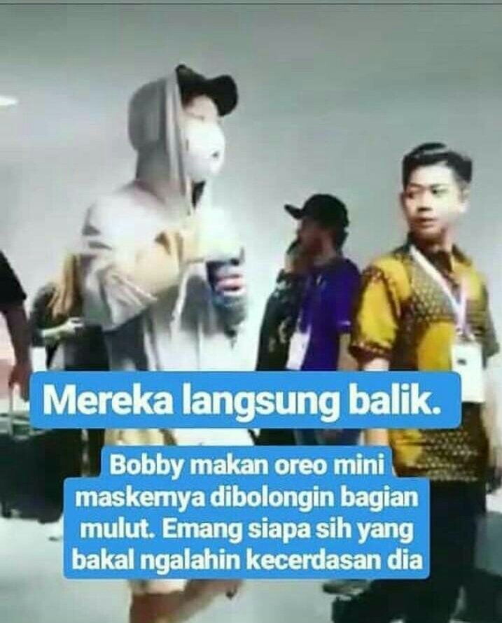 On Twitter Bobby Crazyass Made A Hole On His Mask So That He Could Eat Oreo Mini Casually Without Taking The Mask He Wore Off Shahajaja The Creativity Level Bobbyranika 아이콘