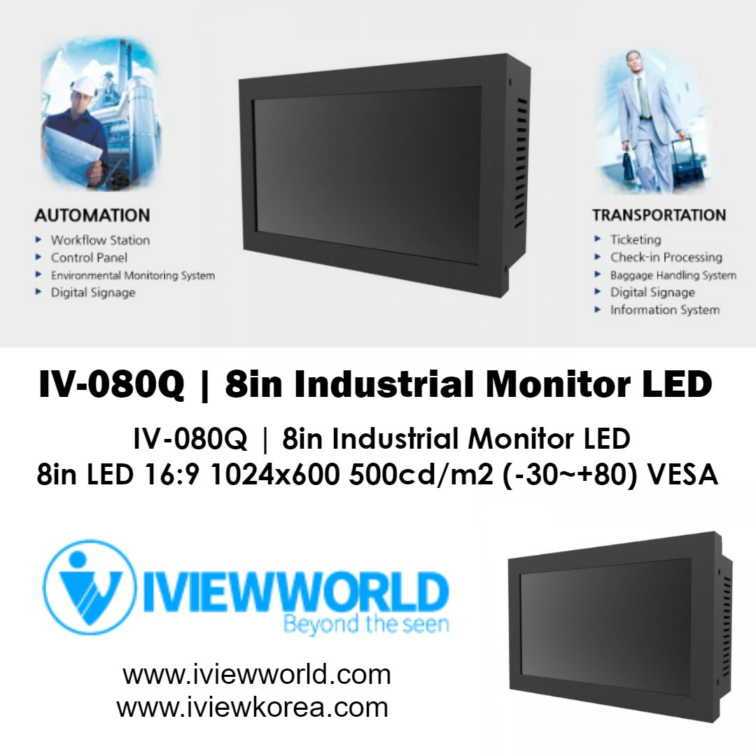 iviewworld1's tweet image. IV-080Q | 8in Industrial Monitor LED.
#iviewworld #robotcontrol #kios #did #smartfactory #automation #IndustrialMonitorLED #TouchScreen #TouchComputer #iviewkorea #Technology #LED #TouchPad #OnlineStore #BuyNow #HighQualityTouchScreen #Tech