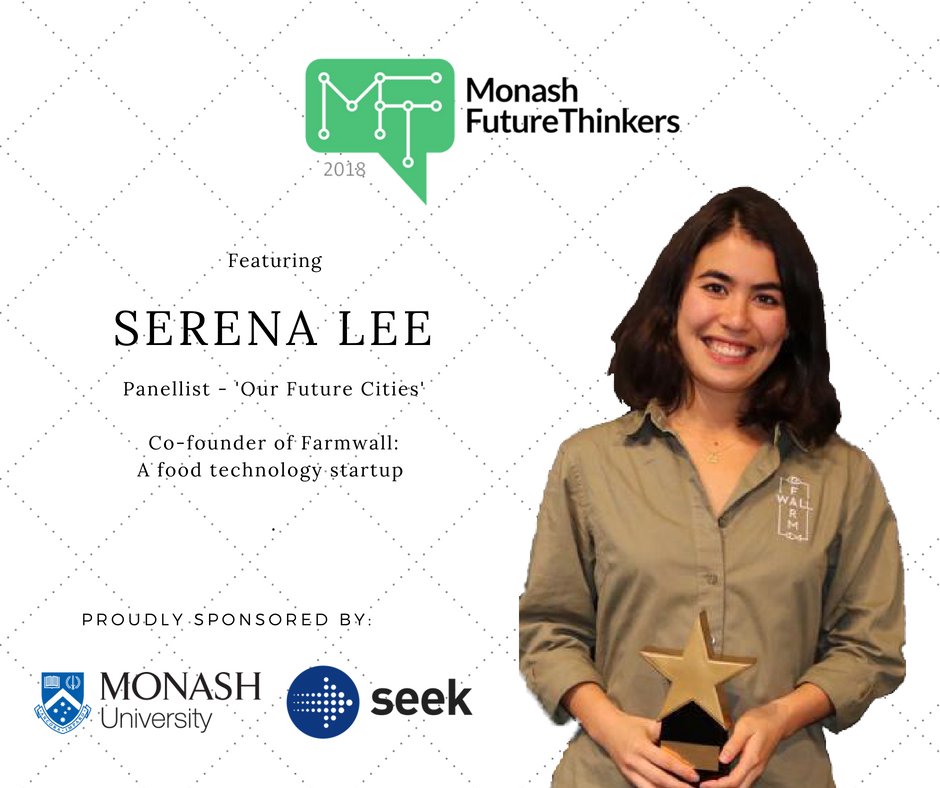 _futurethinkers's tweet photo. Meet our 'Future Cities' panellist! @Farm_wall is a pioneering startup on a mission to transform cities into food-producing ecosystems. Join Serena, one of the co-founders, on 15 September! Learn about the interaction between sustainability and Australia's future. #FutureThinkers https://t.co/EJtncZs4f9