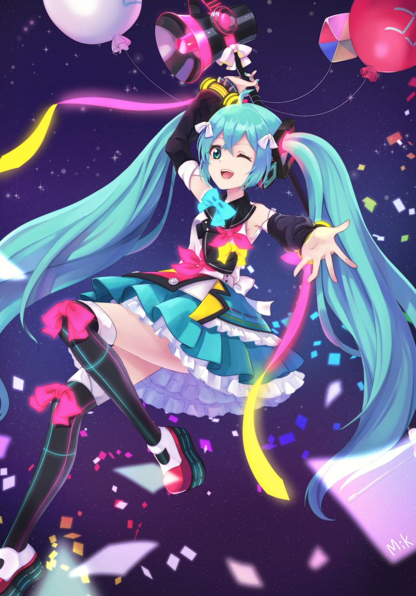 Piapro ピアプロ En Twitter ピアプロ運営です 本日も マジカルミライ18 作品をご紹介 Mikmixさんの星空 カラフルな紙吹雪が舞う中ニッコリ笑顔のミクさん ふんわり浮遊感 のある素敵なイラスト T Co Sgkf5jytdc Piapro 初音ミク T