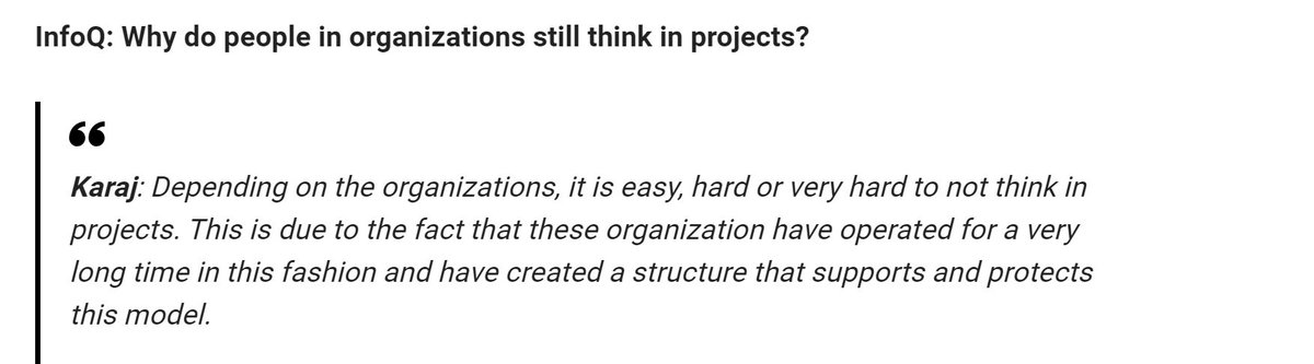 InfoQ's tweet image. Why should you think in terms of products and not projects? Q&amp;amp;A with @Ardita_K.  #agile #productmanagement #continuousimprovment