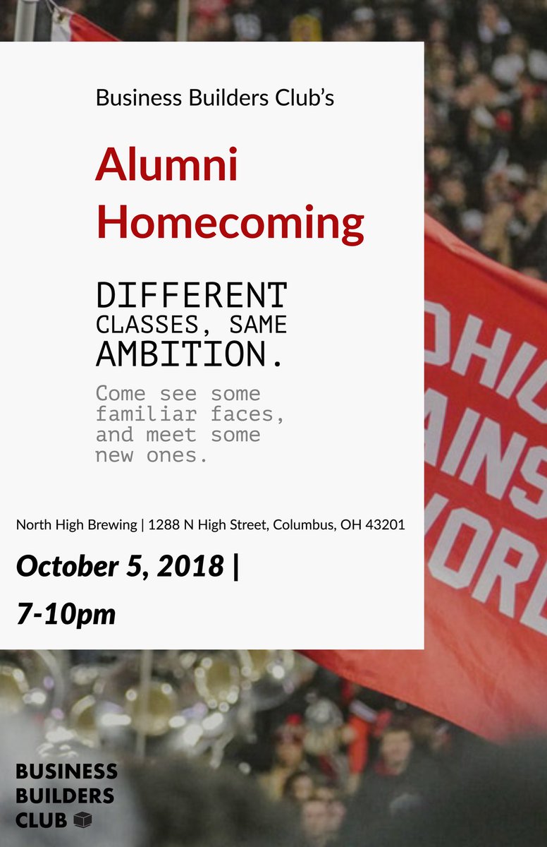 ohiostatebbx's tweet photo. BBC ALUMNI: Do NOT miss this event! We canโt wait to reconnect and network with you! #BBCMafia https://t.co/wkaYmXOOma