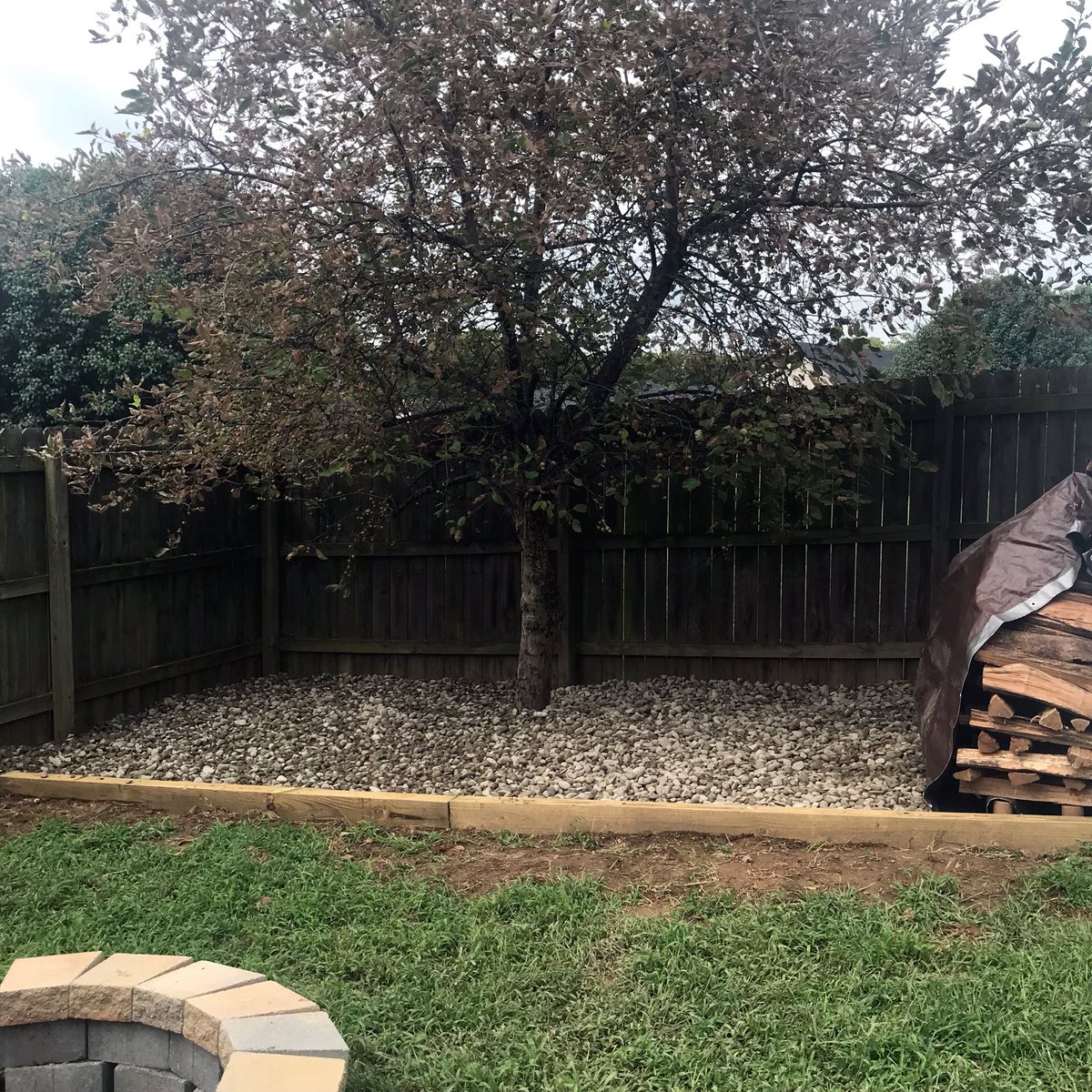 gymkat23's tweet photo. Overdue post: rock and borders done in the backyard!!! Still need to decide what to plant (and put grass back where we destroyed it). Love seeing our hard work start to pay off! #sweatequity #homeowners #backyard #renovation #landscaping #riverrock #planters #helloblisters https://t.co/OG3RmsliCc