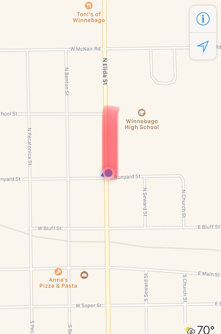 WinnebagoPD's tweet photo. Elida Street between Runyard and School Streets is flooded at the moment and the street is being blocked off. All other north and south streets are clear of any obstruction. Please modify your routers. Through the Village. https://t.co/AiQVrA6jUa