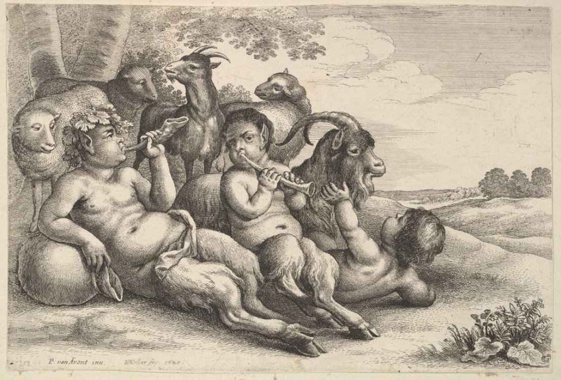 Two Young Satyrs and a Boy (Wenceslaus Hollar, 1647)