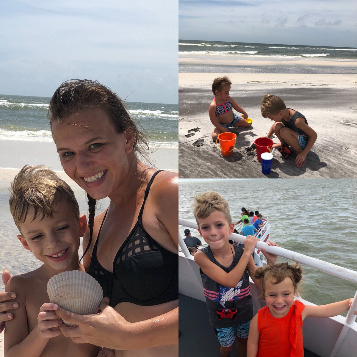 justastorypod's tweet image. Ship island with the kids. We found the biggest shell!