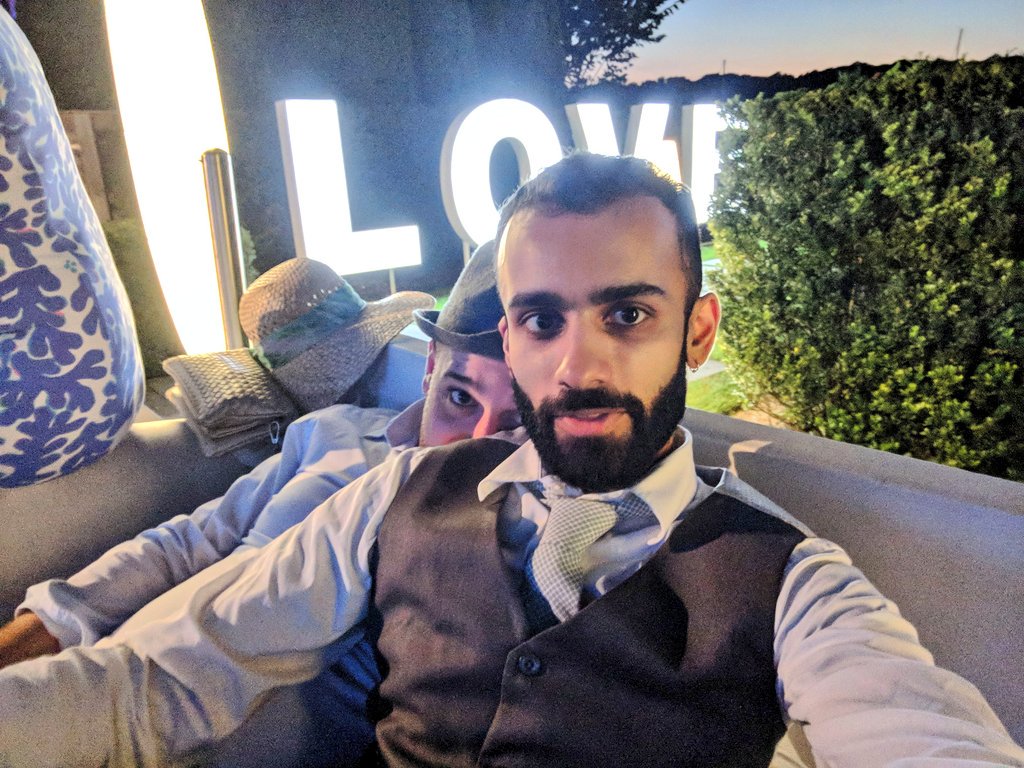 Me sitting next to another guy