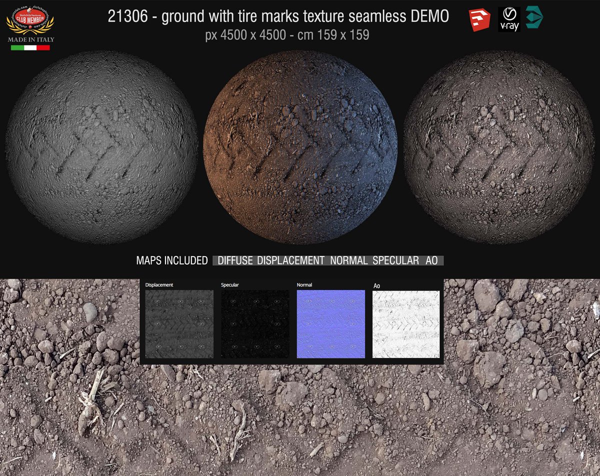 sketchuptexture's tweet image. New #texture seamless ID 21306 + MAPS
Ground with tire marks texture seamless 
higt resolution - pixel 4500 x 4500 - cm 159 x159
sketchuptextureclub.com/textures/natur…