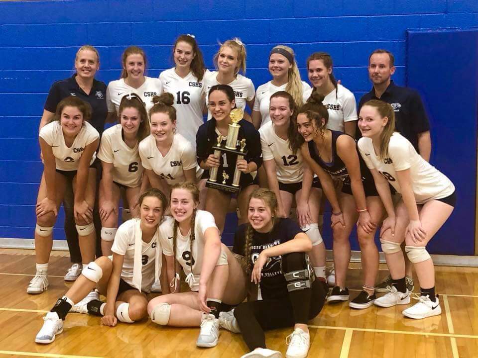 CSHSfalconsVB's tweet image. CSHS varsity volleyball finished strong at the Goldwater Festival tournament, taking first in the Silver Division. Nine matches in two days, and these young ladies did not back off an inch. #TogetherWeAreOne