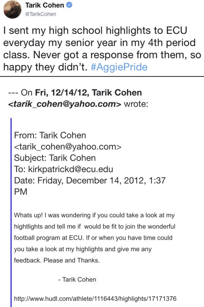 SInow's tweet photo. Tarik Cohen took out the receipts after NC A&amp;T beat ECU today https://t.co/USOZ91TvK9