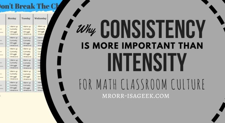 As we start a new school year let’s focus on building a math class we want to learn in everyday. 

How? 

Consistency is more important than intensity. 
mrorr-isageek.com/why-consistenc… 
#mtbos #iTeachMath