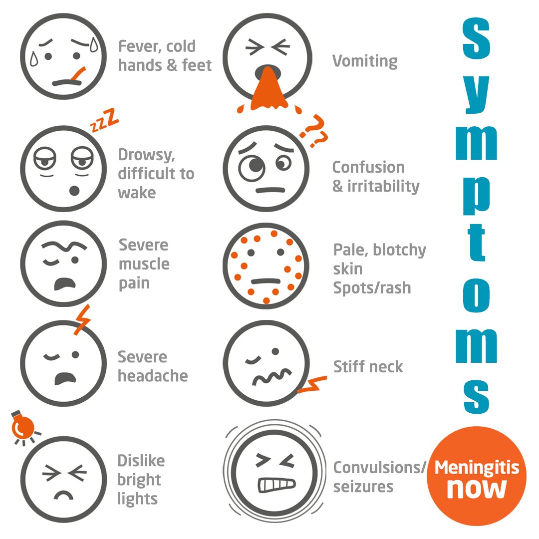 MeningitisNow's tweet image. Here's a list of the signs and symptoms of #meningitis - knowing these could save a life. RT &amp;amp; share. Thank you. ➡️ ➡️ mnow.co.uk/2wRSQUK