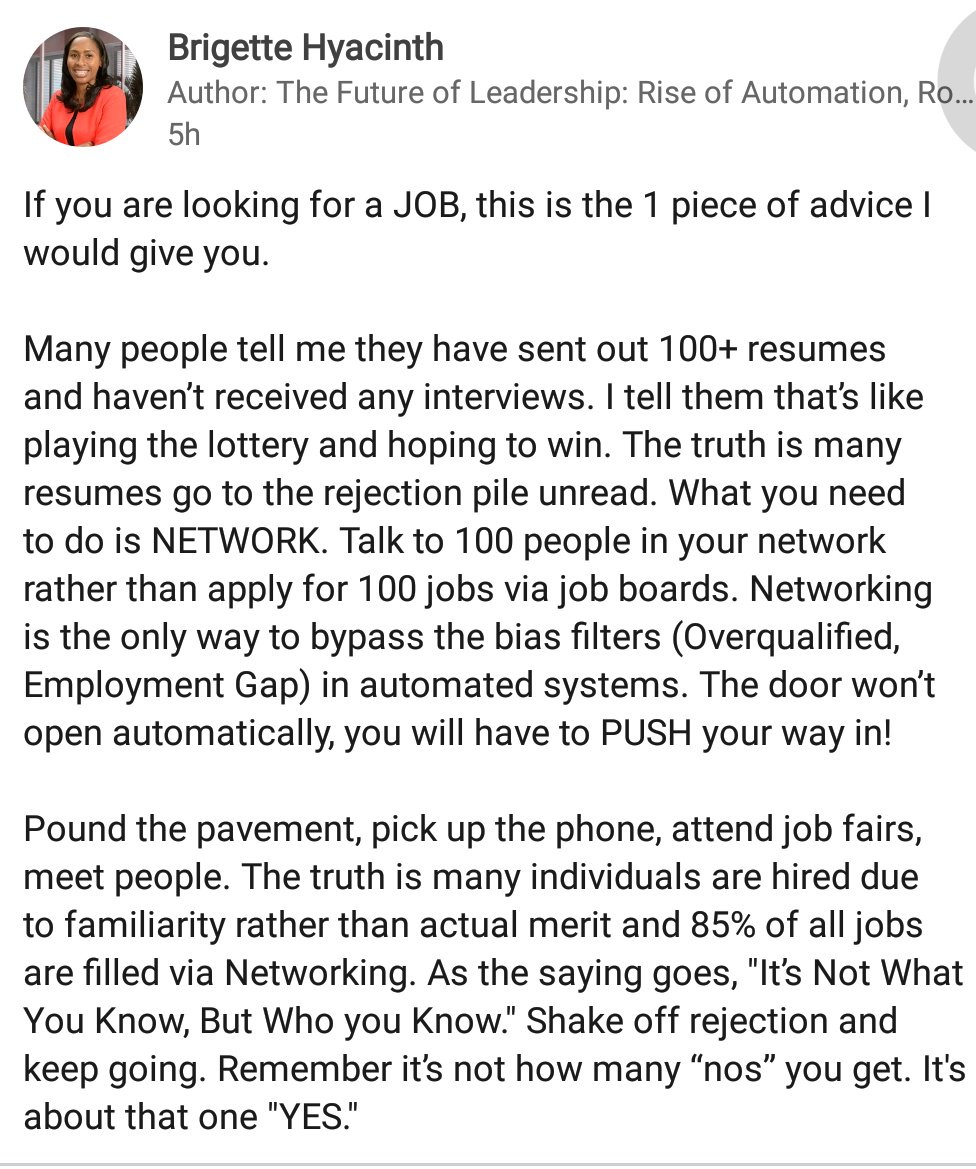 4otune's tweet photo. Came across this...

THE IMPORTANCE OF NETWORKING

#JobSeekersSA #JobAdviceSA #HireAGraduate #Hiregeeks https://t.co/QCF1AfbHvY