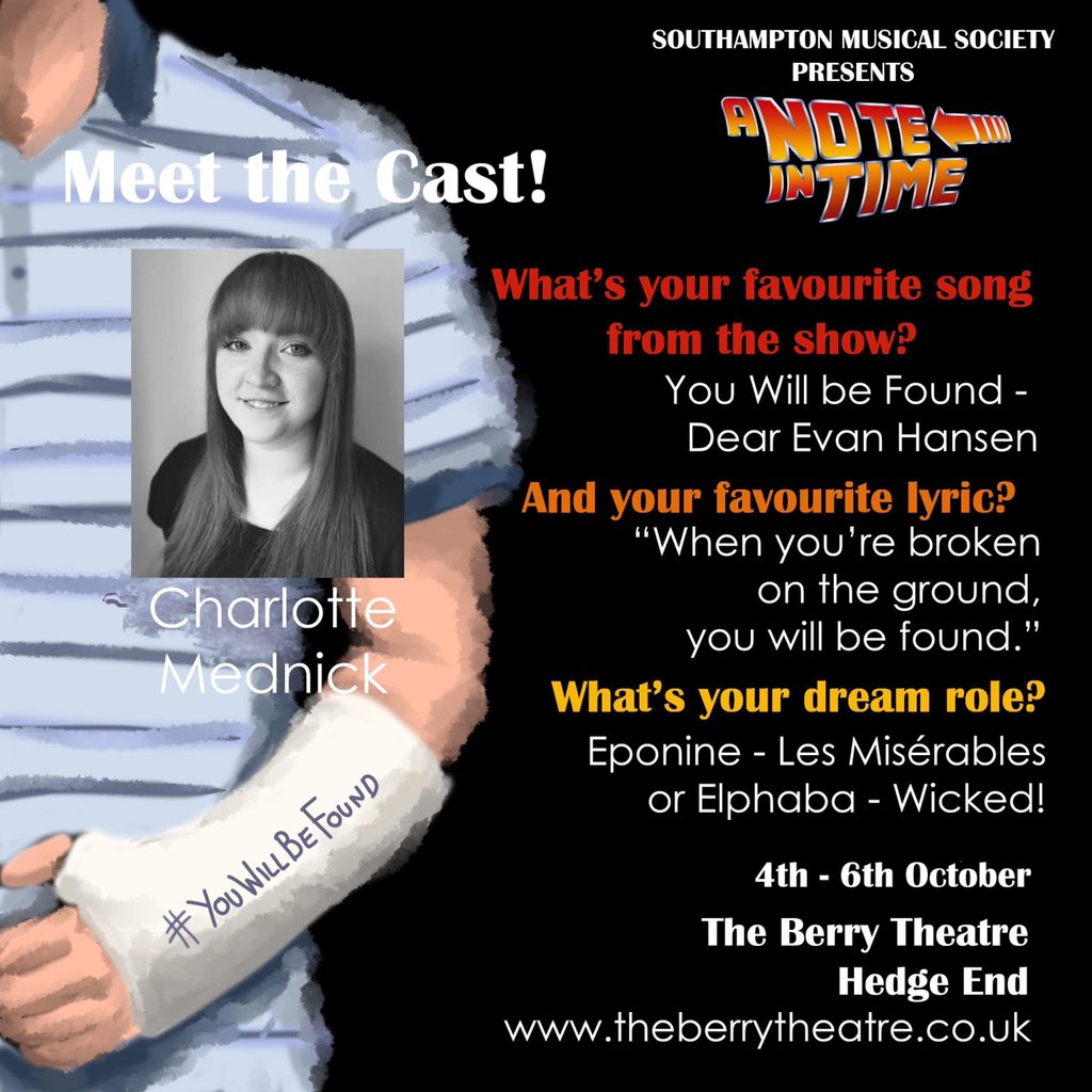 MusicalSociety's tweet photo. Next up is Charlotte! She would love to blow your socks off with this show, so #booknow to get your hands on tickets. Box office number is 02380 652 333 or follow the link in our bio
#sms #southamptonmusicalsociety #anoteintime #musicaltheatre #theatre #southampton https://t.co/zfbhUpYSSC
