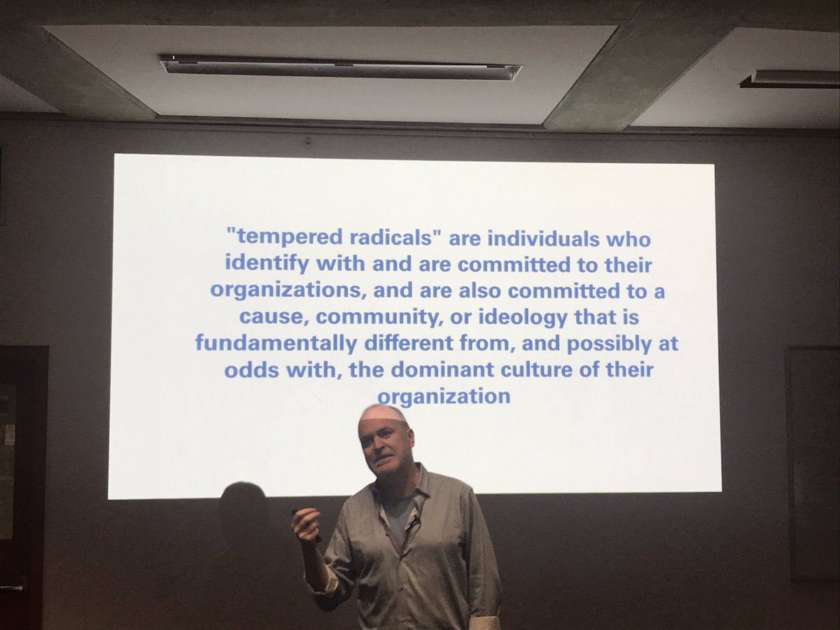 Finding myself self-identifying with the notion of 'tempered radicalism' in Paul Dourish's talk on 'Doing data work' at QUT with @UrbanInf #smartcities