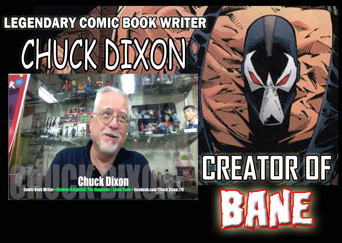 realpopculture1's tweet photo. Episode 98 will feature the return of Chuck Dixon to Real Pop Culture! Chuck is known for his work on the Punisher, Batman, Robin, Nightwing, and the co-creator of the character Bane! @Dixonverse  @DCComics  #knightfall #bane #nightwing #ThePunisher #Batman https://t.co/xbei0i9krK