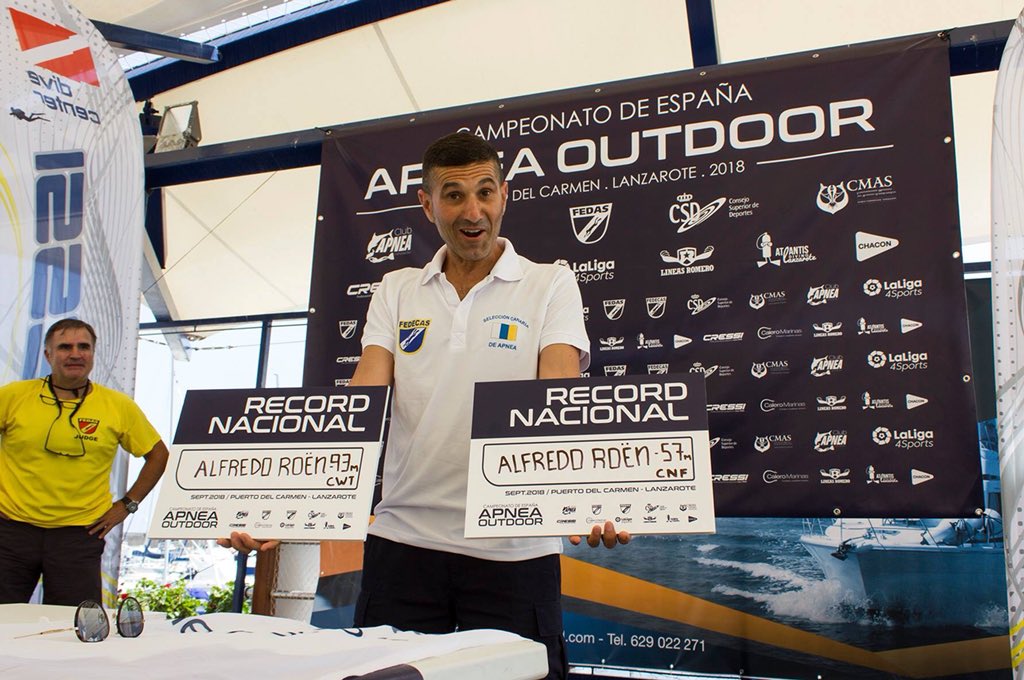 ¡<a href="/AlfredoRoen/">Alfredo Roën Martín</a> bate dos récords de España en el Campeonato de España de Apnea Outdoor!

El apneísta canario ha logrado las plusmarcas de CWT 93 m y CNF 57 m.