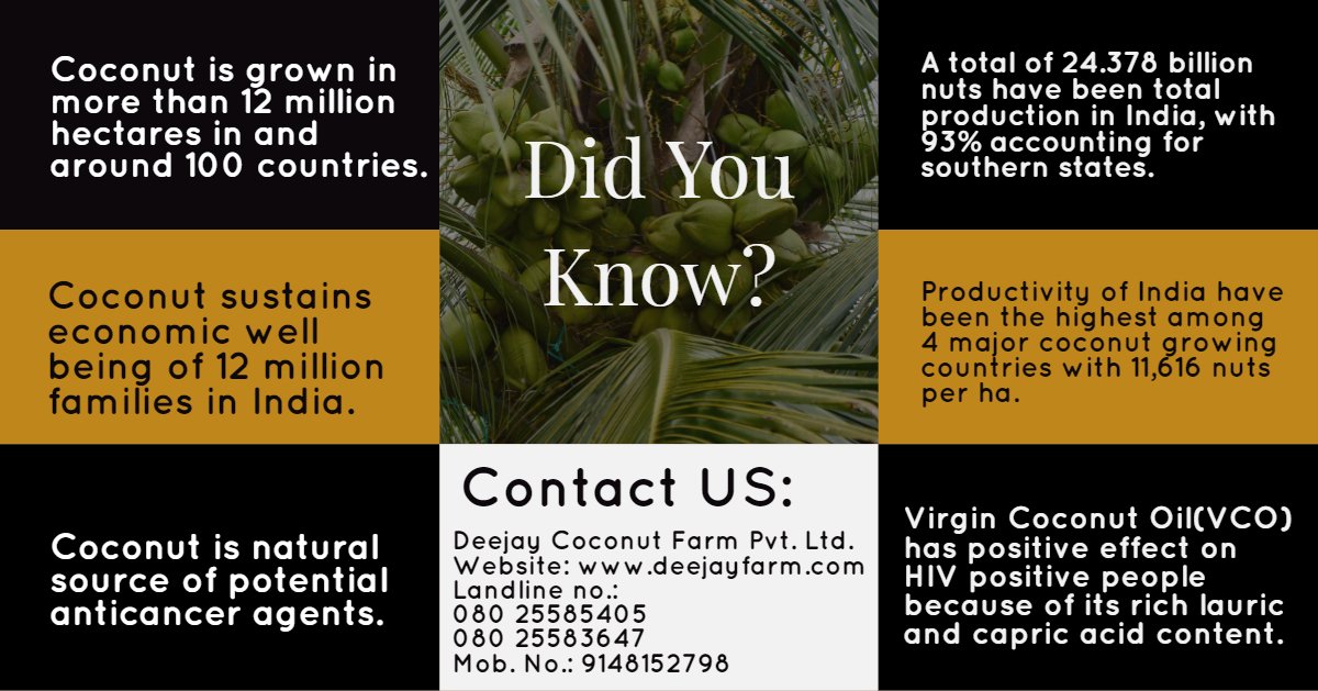 DID YOU KNOW ?
#DeejayFarms #DeejaySampoorna #DeejayPushkala #HybridCoconutSeedling #EarlyFlowering #HighProductivity #Coconut #CoconutTree #CoconutWater #CoconutOil #CoconutBenefits #Facts #DidYouKnow #CoconutLover