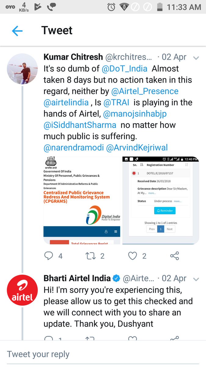 krchitresh143's tweet image. Can anyone help in this.. Since 4 month Airtel is unable to resolve Network issue instead fake assurences only@TRAI @DoT_India @Airtel_Presence @airtelindia 
What did you said in a Add @RickshaRani  Apna network lo n......
.
Thinking #Airtel #Worst_network @iSiddhantSharma