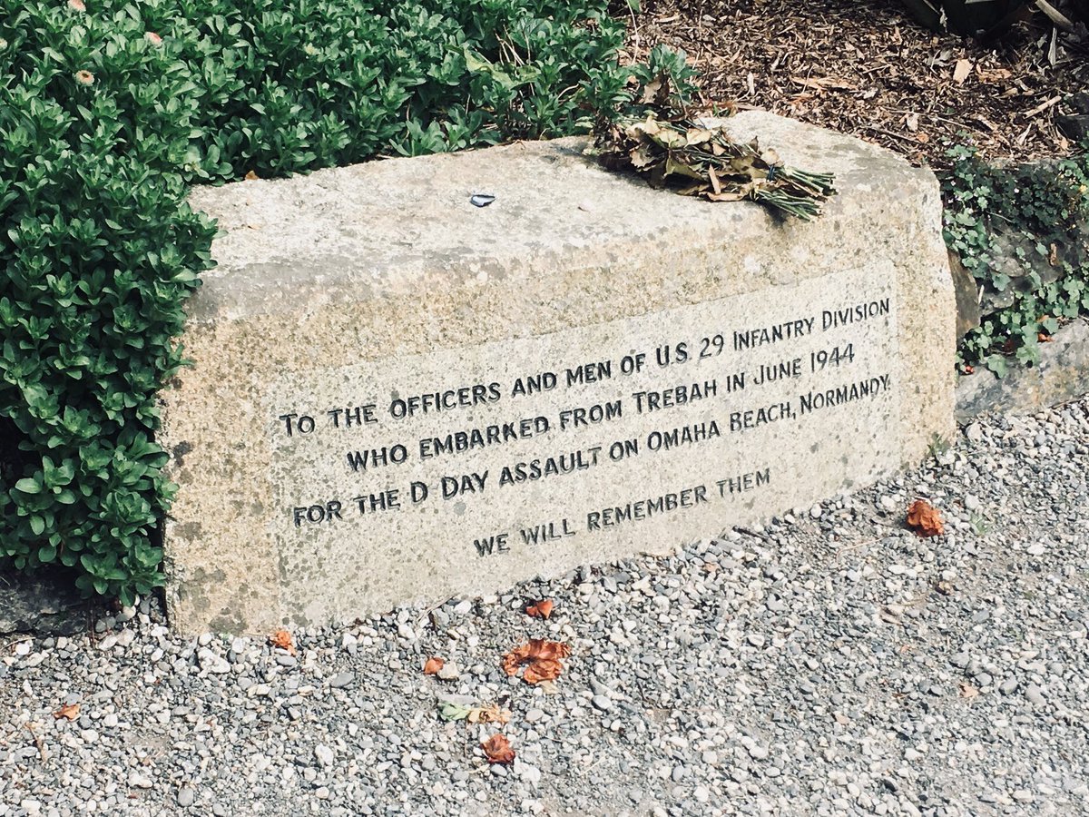Home. In June I was in Cornwall and found this plaque marking the embarkation point for @29thID at Trebah for Op Overlord. On Saturday, I went to Normandy to find where they came ashore...