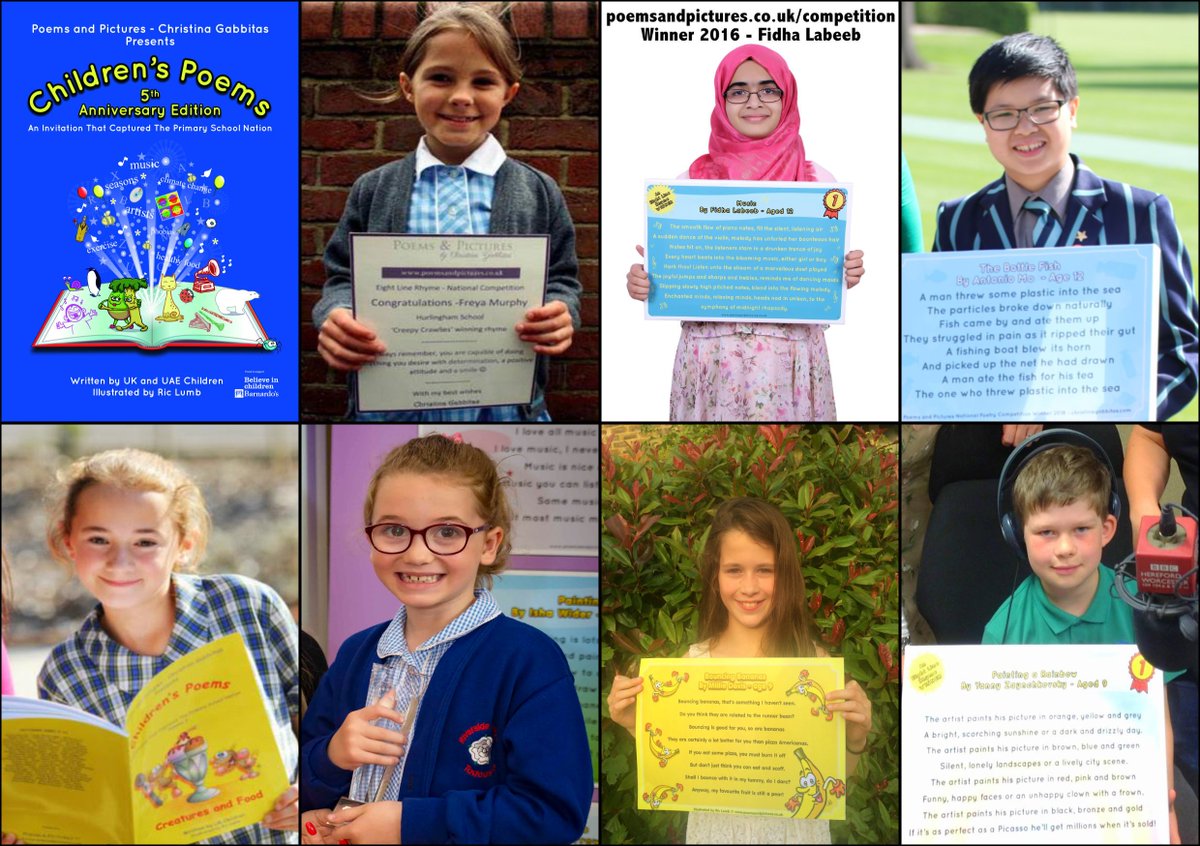 ChildrensLFests's tweet photo. A wonderful collection of eight line #poems, penned by children for children. A 'not for profit' initiative with £1.00 per book sale donated to @barnardos Help 100 children become award winning #poets Vote here: https://t.co/VET8VM6chH #PrimaryRocks #education #edchat #poetry https://t.co/z1eXXAhCyz