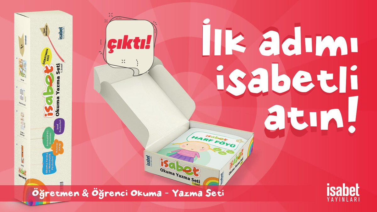 #Okumayazmaya ilk adımı İsabet'le atmaya hazır mısın?

Çizgi Çalışması Föyü
Harf Föyü
Tekrar Föyü
Matematik Föyü ve Defteri
Yazı ve Hece Defteri
Saklambaç Harfler
Sayı kartları
Harf Grupları Okuma Kitapları
İlk Okuma Kitapları
Afişler
2(PVC) çok kullanımlı tahta
Interaktif içerik