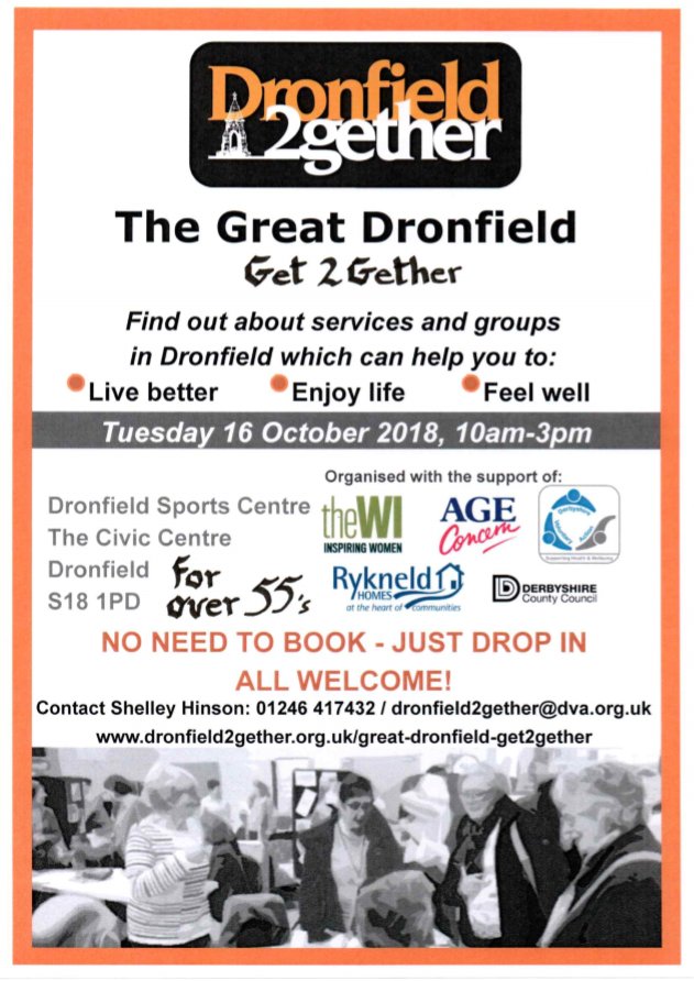 AgeConcernCD's tweet photo. Are you aged 55+ and do you live in Dronfield or do you know someone who would benefit from attending this event? If so why not go to or let them know about @Dron2gether's Second Great Dronfield Get2Gether Event @nedDC @dva_info @DCCPublicHealth @YourDronfield #NEDWTfOP https://t.co/artlYWGj4d
