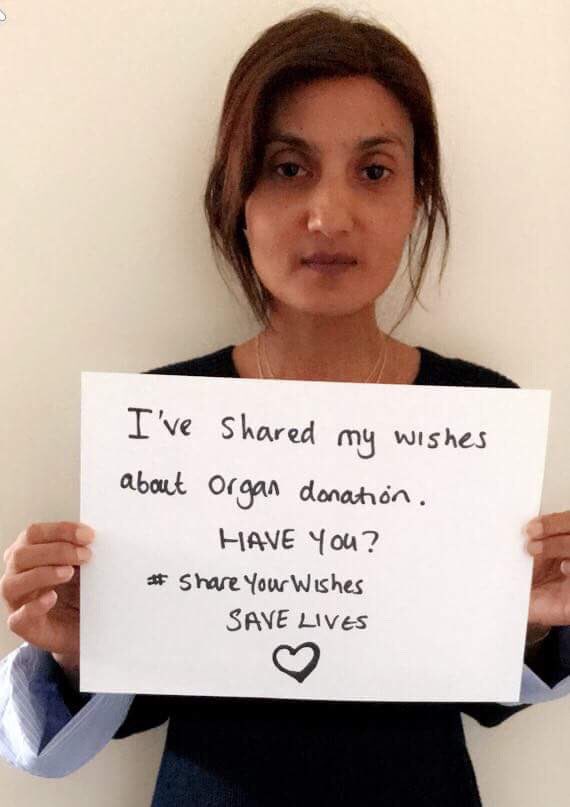 Saddia is joining us in our selfie campaign and has shared her wishes with her loved ones. 

Please join Saddia and send us your share your wishes selfies. 

#ShareYourWishes about your #OrganDonation decision with your loved ones as #WordsSaveLives #OrganDonationWeek