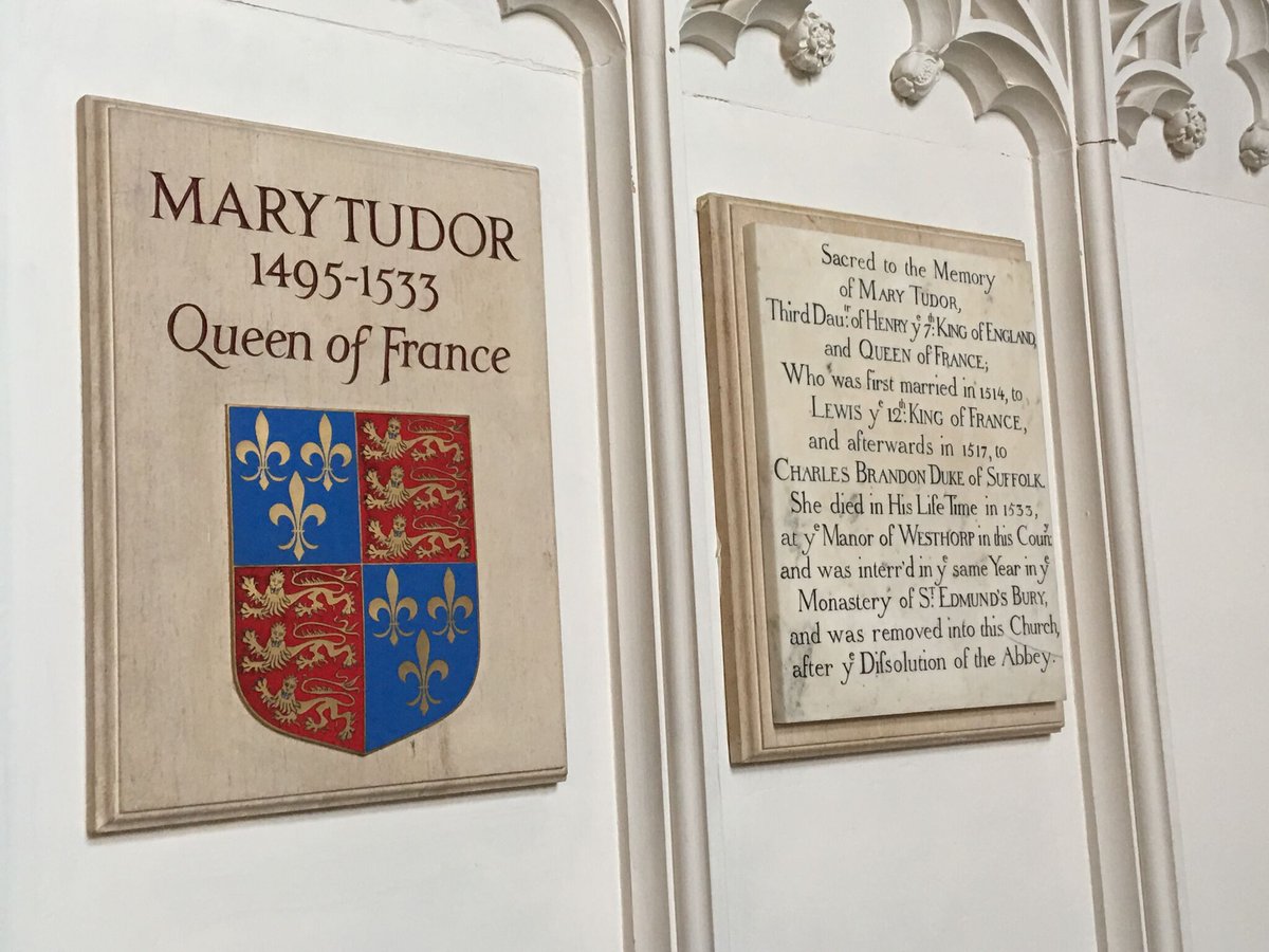 Did you know? #BuryStEdmunds is the final resting place of #MaryTudor! Originally laid to rest in the crypt of the Abbey of St Edmundsbury, her body was moved five years later, to St. Mary's Church, Bury St. Edmunds where it remains today! > ow.ly/2PPa30lETY0
