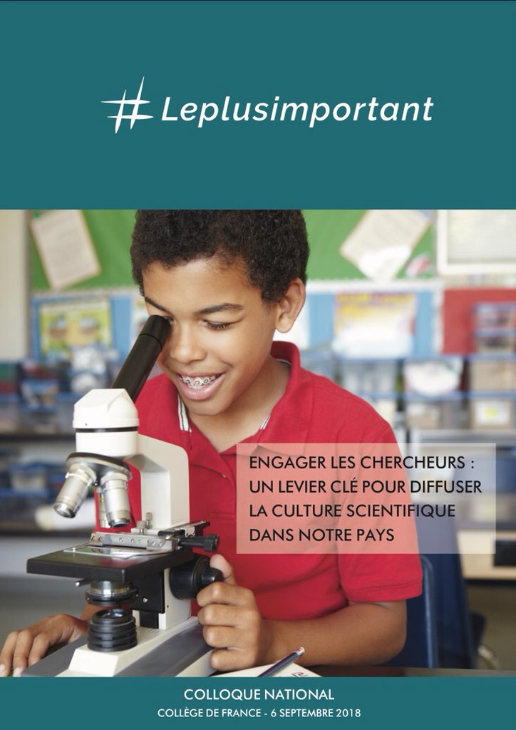 [CP] Développer la culture scientifique dans la société en mobilisant tous les chercheurs - Colloque 6 septembre - Collège de France leplusimportant.org/wp-content/upl…
#Rentrée #École #Santé #Sciences #FakeNews #FakeMed #CSTI
