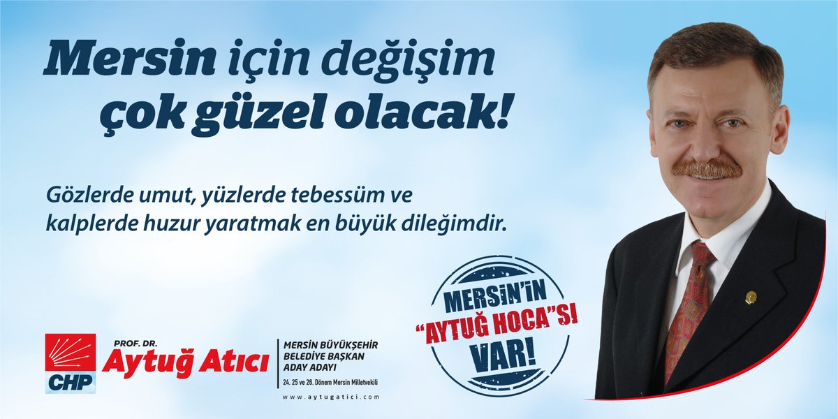 Mersin tarım, ticaret, sanayi, lojistik ve turizm alanlarında Türkiye’nin
gözbebeği olmaya en uygun kenttir. Bunun için vizyon sahibi, çalışkan ve dürüst yöneticilere ihtiyaç vardır. #mersininaytuğhocasıvar