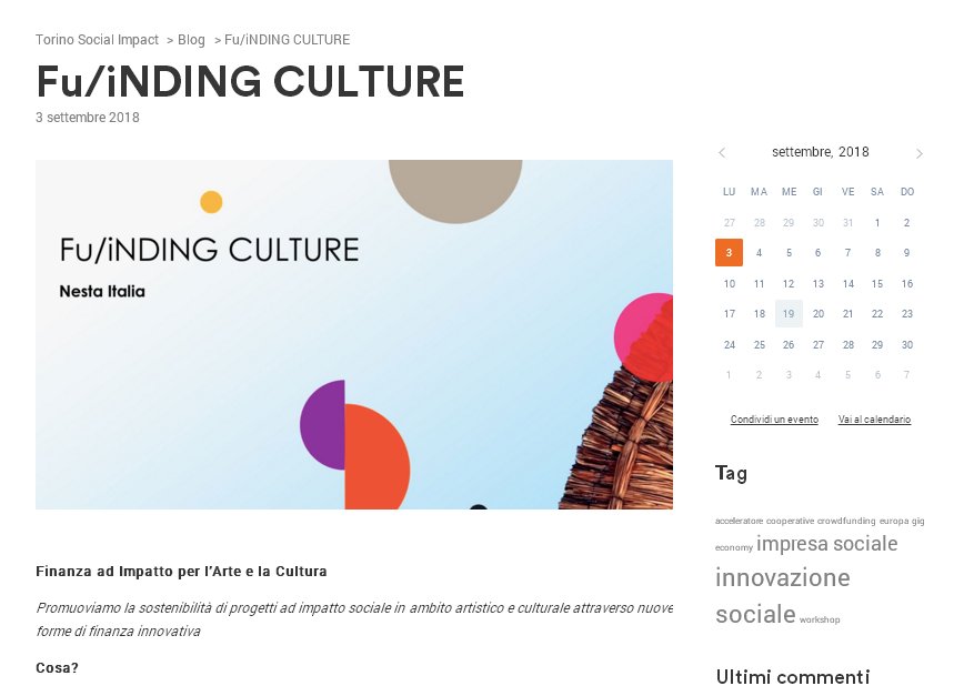 TOSocialimpact's tweet photo. Da @nesta_it survey #fuindingculture per operatori #arte e #cultura.
Partire dai #bisogni per creare strumento #finanziario innovativo per progetti ad #impattosociale
🌐La news su #SocialBlog (registrazione richiesta): https://t.co/mfBImxDvs2
🌐Survey: https://t.co/akqdPFrH1T https://t.co/3zIfWsBku2