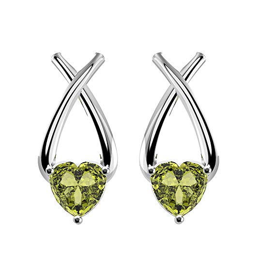 Buy 1.80ct, 6x6mm Heart Genuine Peridot & Solid 925 Sterling Silver Stud Earrings Online at Amazon.com Shop Now: goo.gl/MG5Nfr #USA #UK #Canada #Jewelry #Jewellery #Earrings #peridot #Studs #FashionJewelry #birthdaygiftsforher #birthdaygiftsideasforher